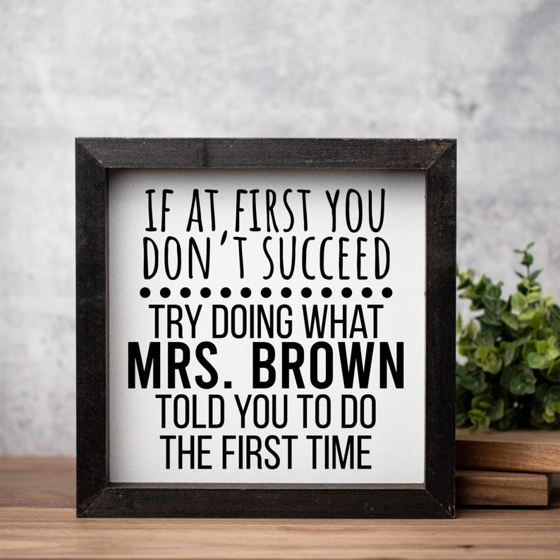 Funny Teacher Classroom Sign, Personalized Gift for Teacher, Classroom Decor, Teacher Gift Ideas, Math Teacher, Teacher Appreciation Gift Black