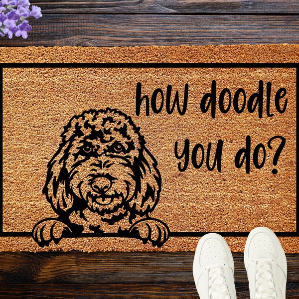 How Doodle You Do Doormat, Goldendoodle, Labradoodle, Dog Gift, Dog Decor, Dog Rug Welcome Mat, Dog Saying, Dog Lover Gift, Doodle Gifts
