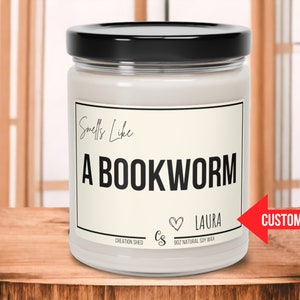 Personalized Bookworm, Book Lover Candle, Book Lover Gift, Book Candle Scent, Book Inspired Candle, Literary Candle, Personalized gift
