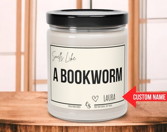 Personalized Bookworm, Book Lover Candle, Book Lover Gift, Book Candle Scent, Book Inspired Candle, Literary Candle, Personalized gift