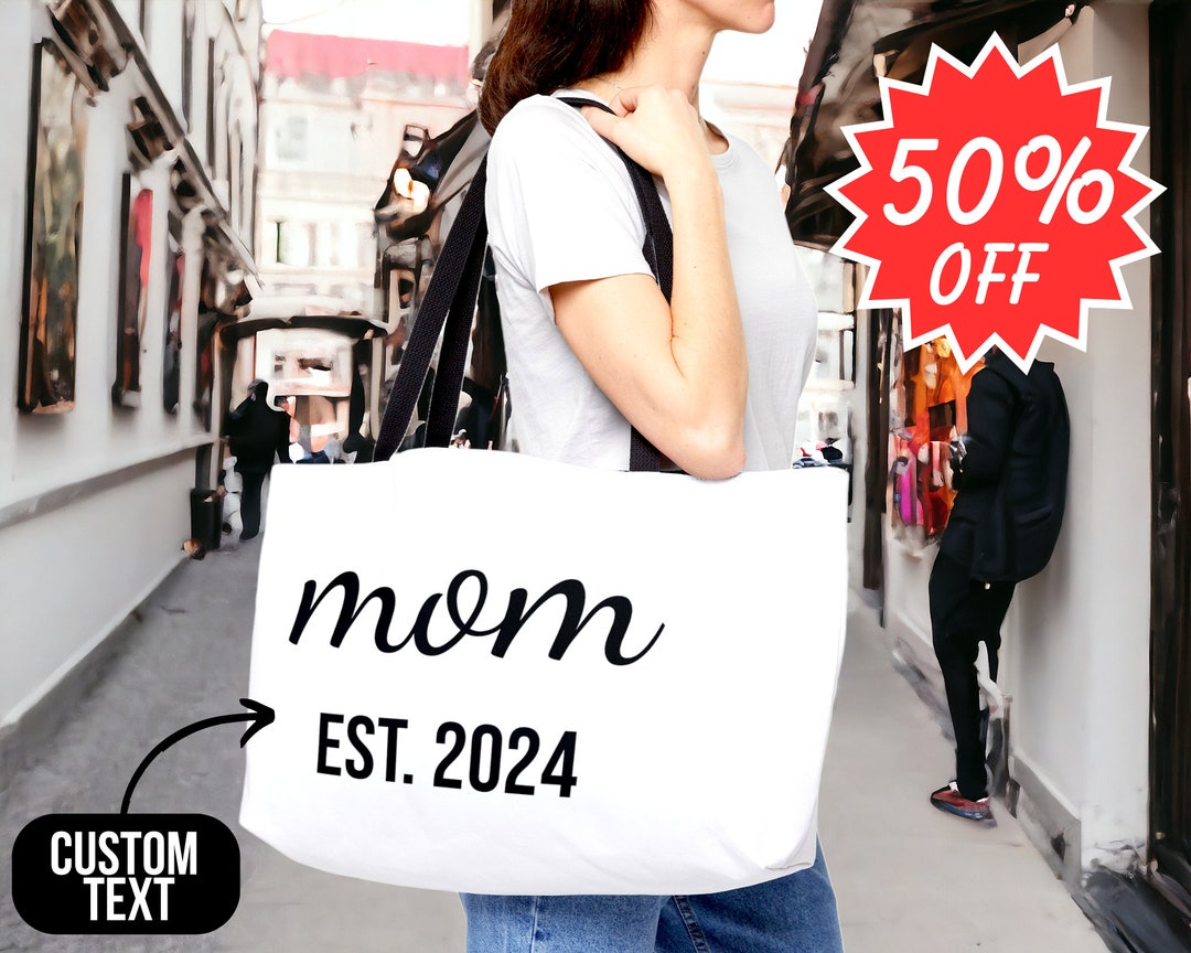 Happy Mother Day Leather Tote Bag Mommy Est 2024 LT01