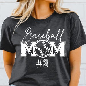 Baseball Mom Shirt with Number, Personalized Baseball Number Shirt, Baseball Gift, Baseball Mom Gift, Baseball Mama Tshirt, Sports Mom Tee