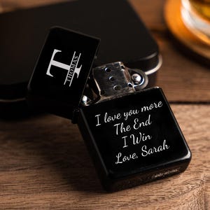 Personalized Engraved Lighter, Valentines Day Gift for Him, Funny Lighter, custom lighter, engraved lighter, Boyfriend gift, Husband Gift Black