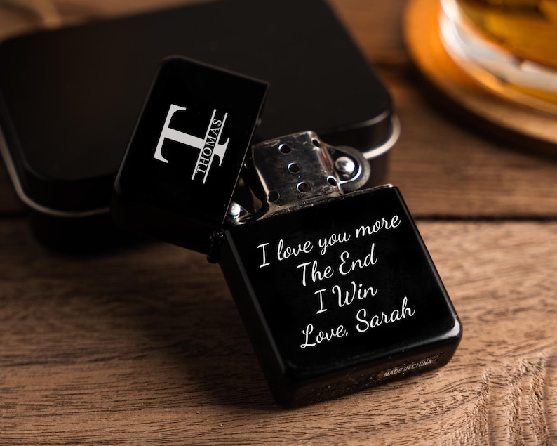 Personalized Engraved Lighter, Valentines Day Gift for Him, Funny Lighter, custom lighter, engraved lighter, Boyfriend gift, Husband Gift Black