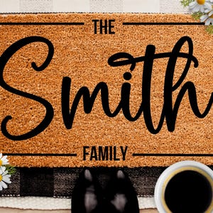 Wedding Gift for Couples, Custom Welcome Door Mat with Family Name, Housewarming Gift Home Decor, Personalized Doormat, Newly Wed Gifts