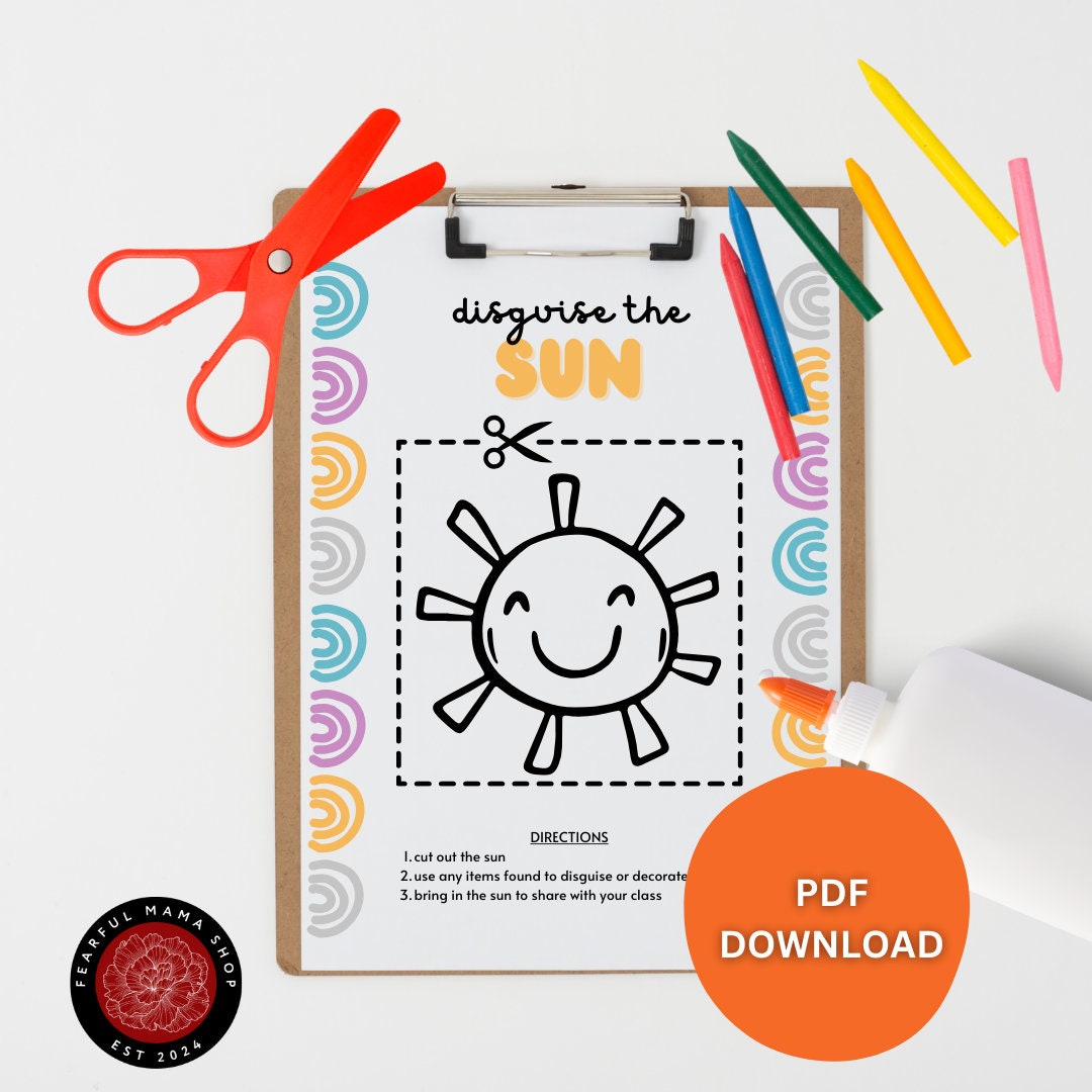 K-4 Disguise the Sun Worksheet | Summer Activity | May Assignments - Etsy