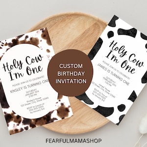 Holy Cow I'm One | Custom Printable Birthday Invitation