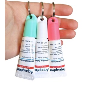 Aquaphor Keychain Replacement Cap - Aquaphor Holder - Cute Lip Balm Keychains - Lip Gloss Keychain - Keyring Holder - Travel Keychain Gift