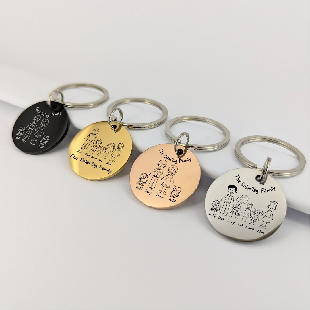 Personalised Customised Cute Family Keychain, Stick Figure, Father's ...