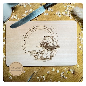 Breakfast board, personalized board, gift, snack board, fox, hand-drawn motif