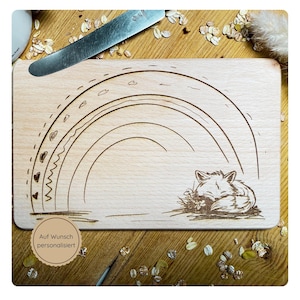 Breakfast board, personalized board, gift, snack board, fox, hand-drawn motif