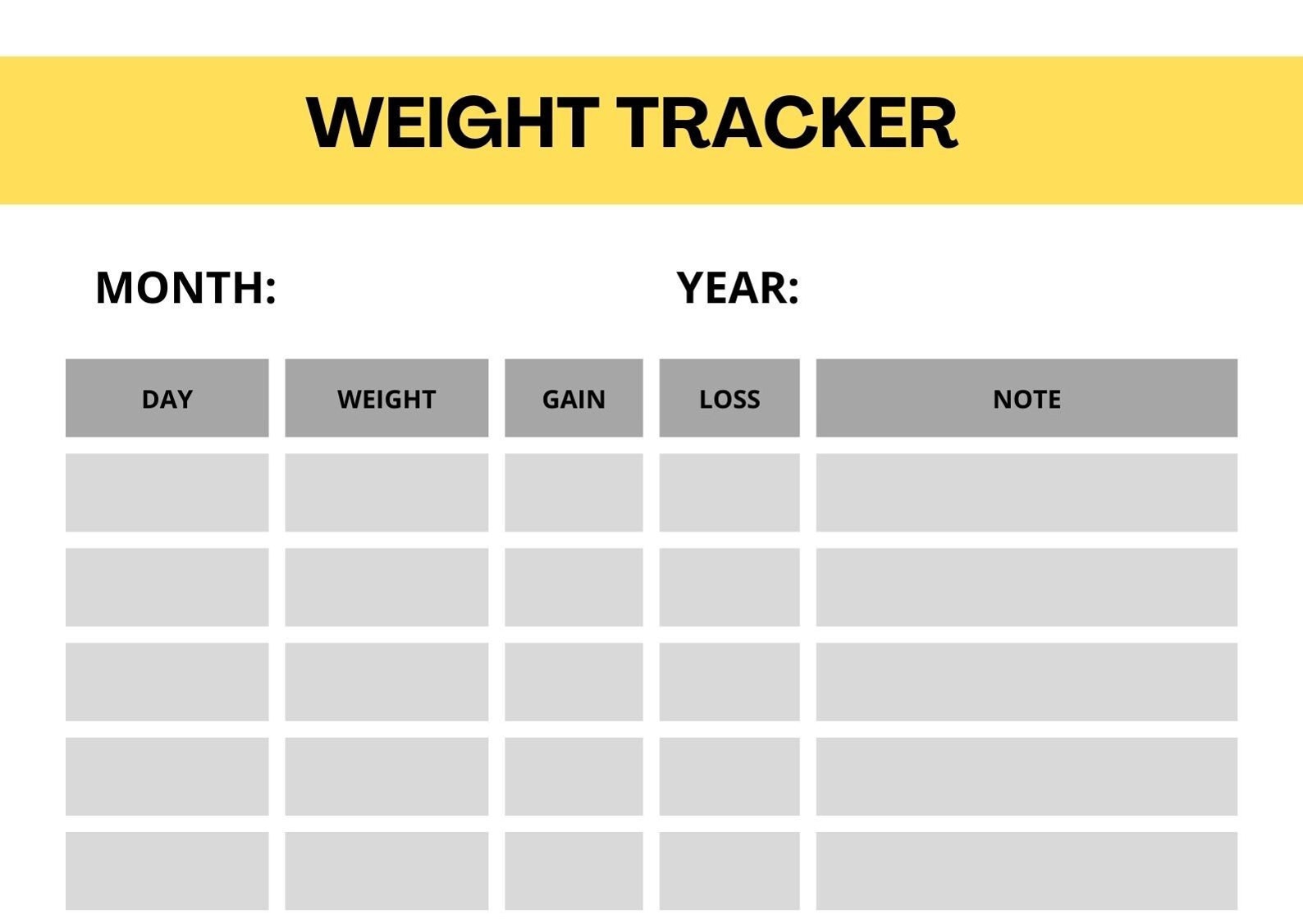 Weight Tracking Sheet - Etsy