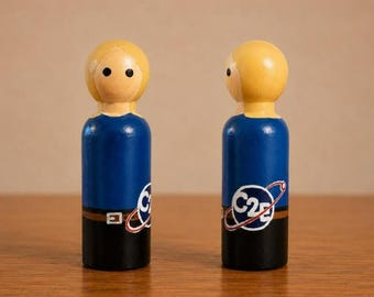 Custom Teacher Peg Doll | Personalized Wooden Figure with School Logo | Handmade Teacher Appreciation Gift
