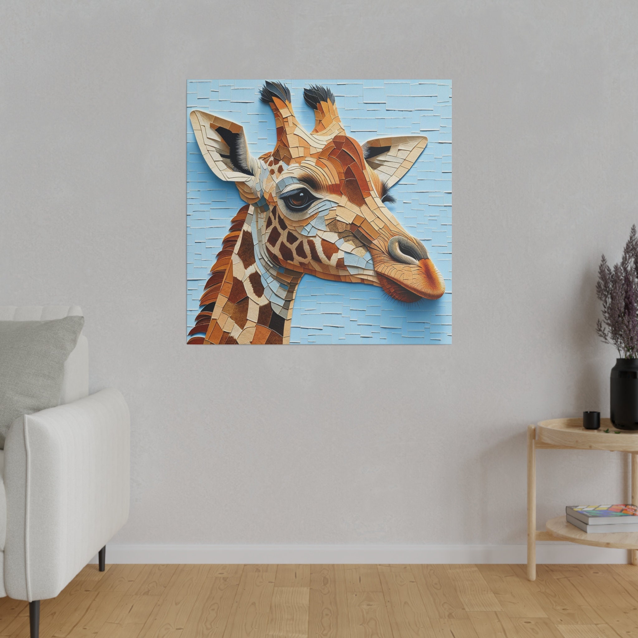 Giraffe Wall Art, Canvas or Poster, Paper Collage, Safari Portrait