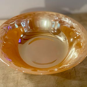 Vintage Anchor Hocking Fire King Peach Luster Small Serving Bowl, Laurel Leaf Lusterware, Bridal Gift, Kitchenware, Party Bowl, Dinnerware
