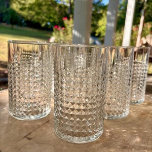 Pair of Ikea Frasera Tall Glasses, ONLY 2 AVAILABLE- Diamond Cut Clear Tumblers