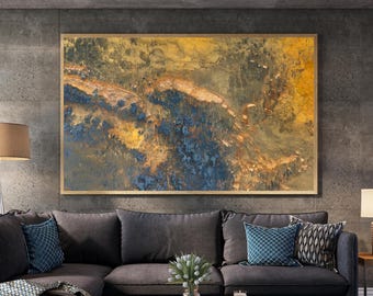 Golden Earthscape | Abstract Decor Wall Art, Minimalist Home Canvas Art, Modern Farmhouse Living Room Print,Aerial Landscape Print,Printable