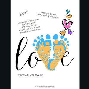 DIY Love Handabdruck Fußabdruck Kunst / Eltern Großeltern Lehrer Geschenk / Portrait Landschaft schwarz weiss / PDF Download 8.5x11"
