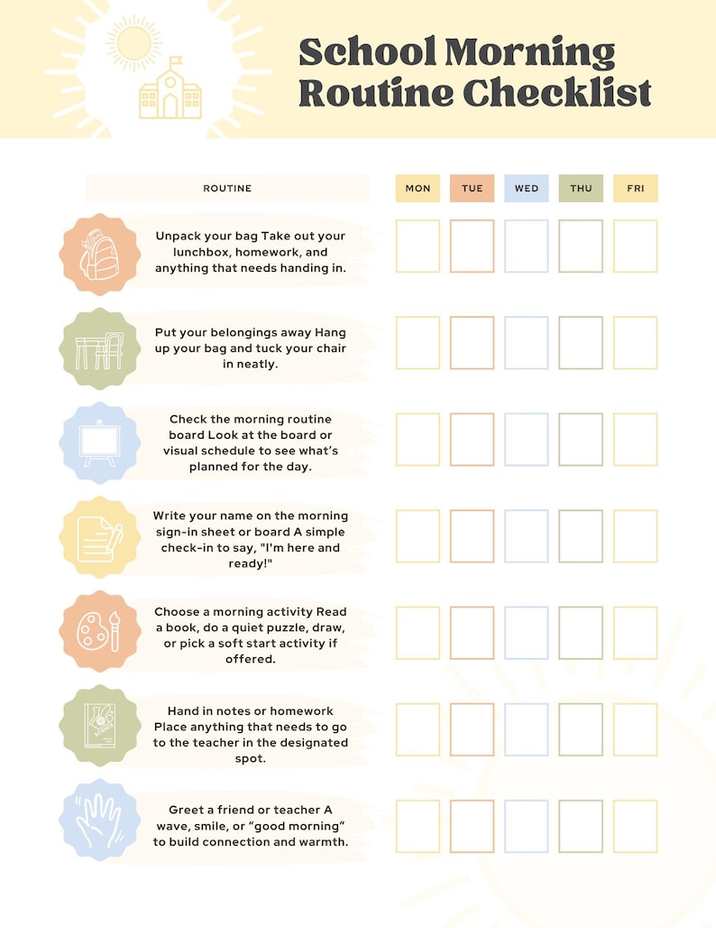 Back to School Morning Routine Checklist Poster for Planner, Calendar ...