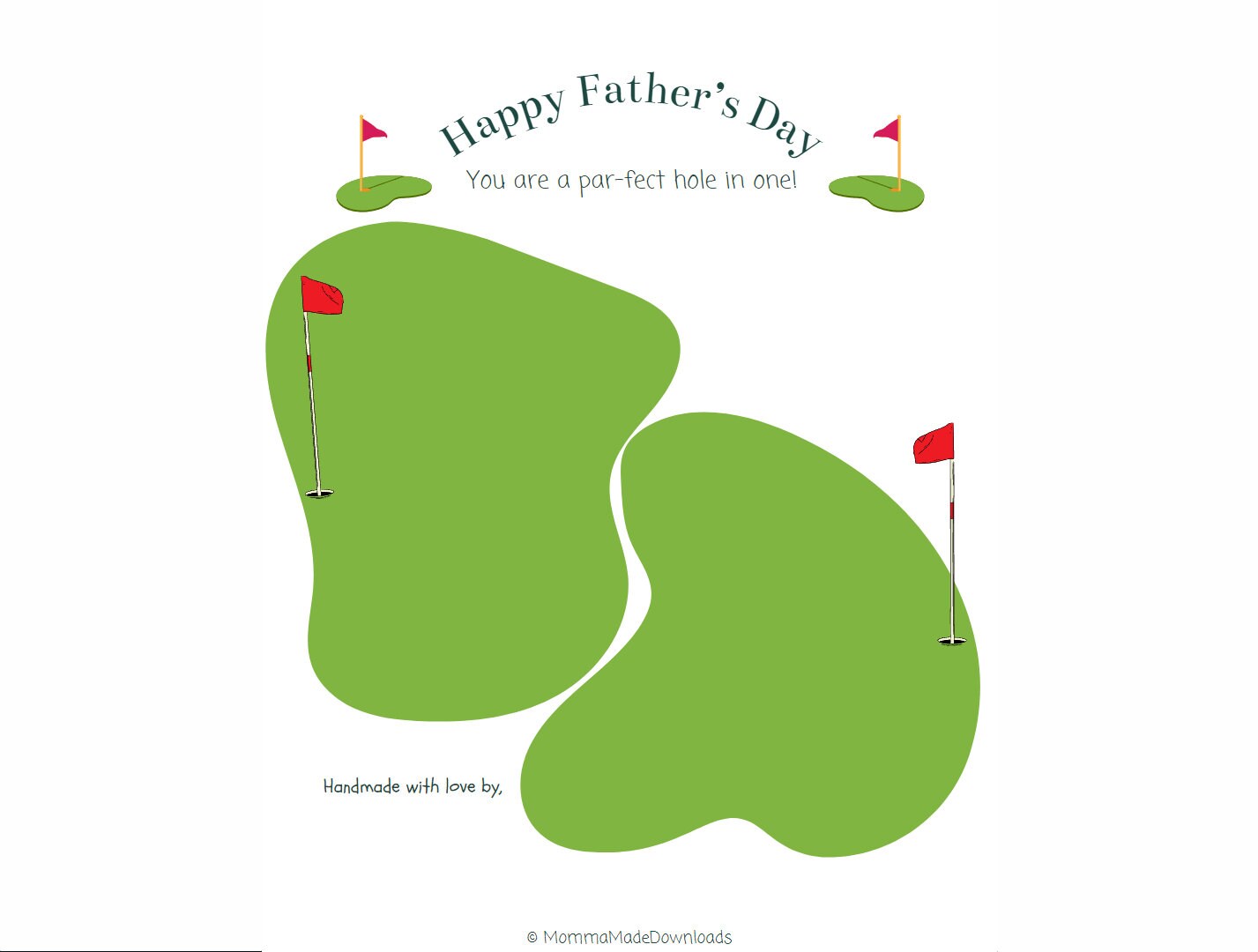 Father's Day Printable Art / Golf Handprint Craft / Kids Footprint