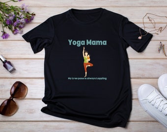 Yoga Mama "La mia posa dell'albero è sempre rovesciata", t-shirt yoga, maglietta da allenamento