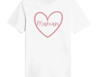 Maman et coeur t-shirt, french saying t-shirt, Classic Womens Crewneck T-shirt