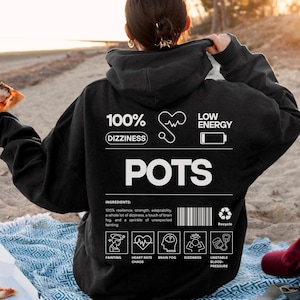 Sudadera con capucha para concienciar sobre el síndrome de taquicardia ortostática postural de Potsie, regalo de guerrero, enfermedad invisible, trauma médico, teoría de la cuchara