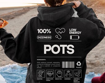 Sudadera con capucha para concienciar sobre el síndrome de taquicardia ortostática postural de Potsie, regalo de guerrero, enfermedad invisible, trauma médico, teoría de la cuchara