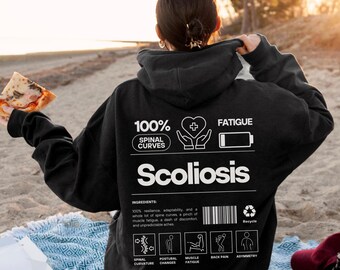 Scoliosis Awareness Hoodie, June is Scoliosis Awareness Month, Scoliosis Warrior Shirt, Medical Trauma, Chronic Spine Problems, Back Pain