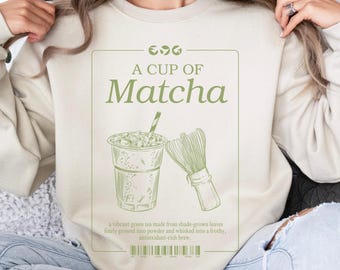 Matcha Latte Sweatshirt, Aestetic Matcha Set Shirt Gift for Matcha Lovers Coffee Lover Matcha Cup Social Club, Green Tea sweater Matcha Bowl