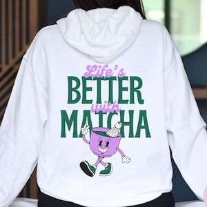 Matcha Latte Hoodie, Aestetic Matcha Set Shirt Gift for Matcha Lovers Coffee Lover Matcha Cup Social Club, Green Tea sweater Matcha Bowl