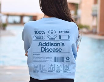 Addisons Disease Sweater Addisons Disease Awareness Shirt Light Blue Ribbon Spoonie Invisible Illness Warrior Chronic Adrenal Cortisol Chaos
