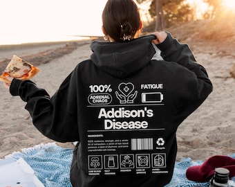 Addisons Disease Hoodie, Addisons Disease Awareness Shirt Light Blue Ribbon Spoonie Invisible Illness Warrior Chronic Adrenal Cortisol Chaos
