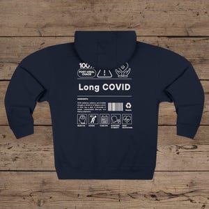 Long COVID Zip Up Hoodie Surviving COVID Long Hauler Awareness Shirt Long COVID Shirt Chronic Illness Chronic Fatigue Brain Fog Spoonie Gift Navy