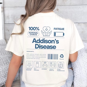 Addisons Krankheit Tshirt, Addisons Krankheit Awareness Shirt hell blau Band Spoonie unsichtbare Krankheit Krieger Chronisch Nebenniere Cortisol Chaos