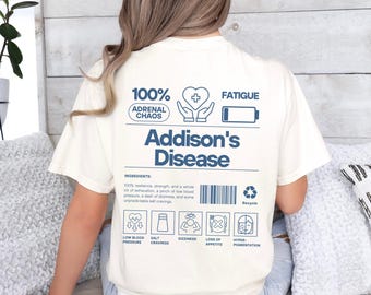 Addisons Disease Tshirt, Addisons Disease Awareness Shirt Light Blue Ribbon Spoonie Invisible Illness Warrior Chronic Adrenal Cortisol Chaos
