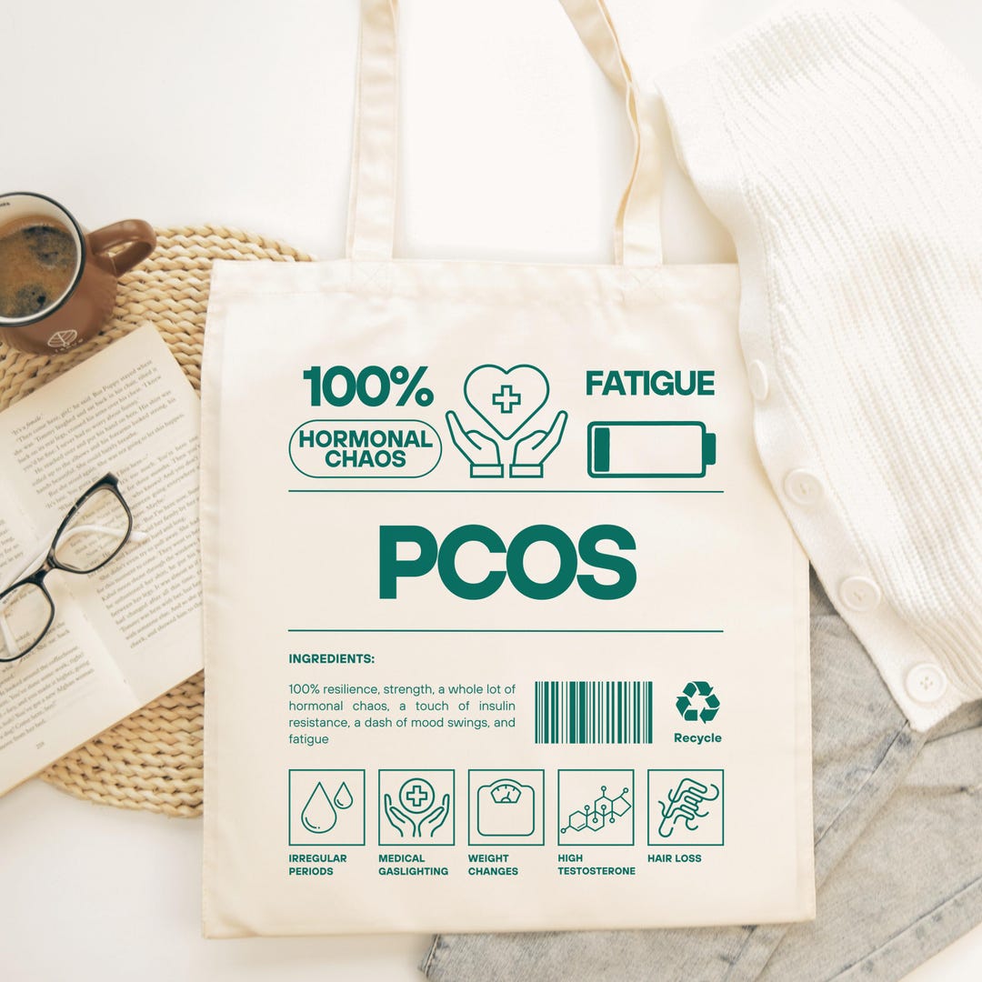 Pcos Awareness Kit PCOS Awareness Tote Bag, PCOS Warrior Gift for Pcos Invisible ...