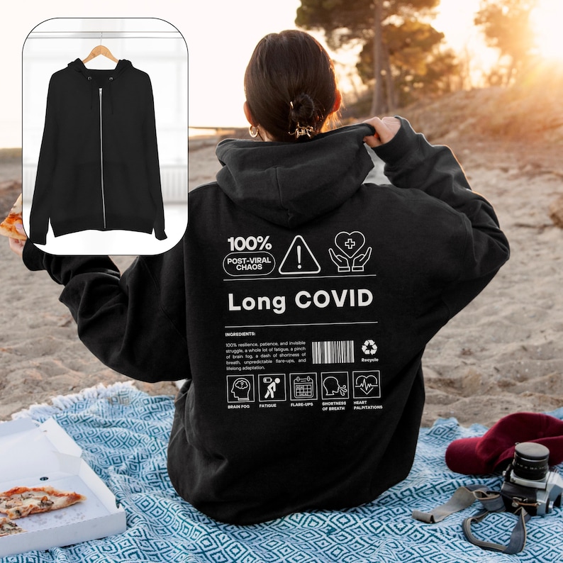 Long COVID Zip Up Hoodie Surviving COVID Long Hauler Awareness Shirt Long COVID Shirt Chronic Illness Chronic Fatigue Brain Fog Spoonie Gift