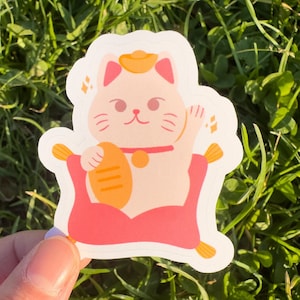 Glückskatze Aufkleber | winkende Katze | lucky cat | maneki neko | asian cat | japanische Katze | kawaii cat | cute sticker | glücksbringer