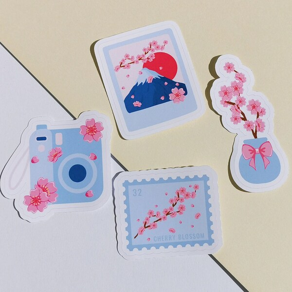 Cherry Blossom Sticker Set | Kirschblüten Aufkleber Set | japanische Blumen | rosa Blüten | Frühlingsaufkleber