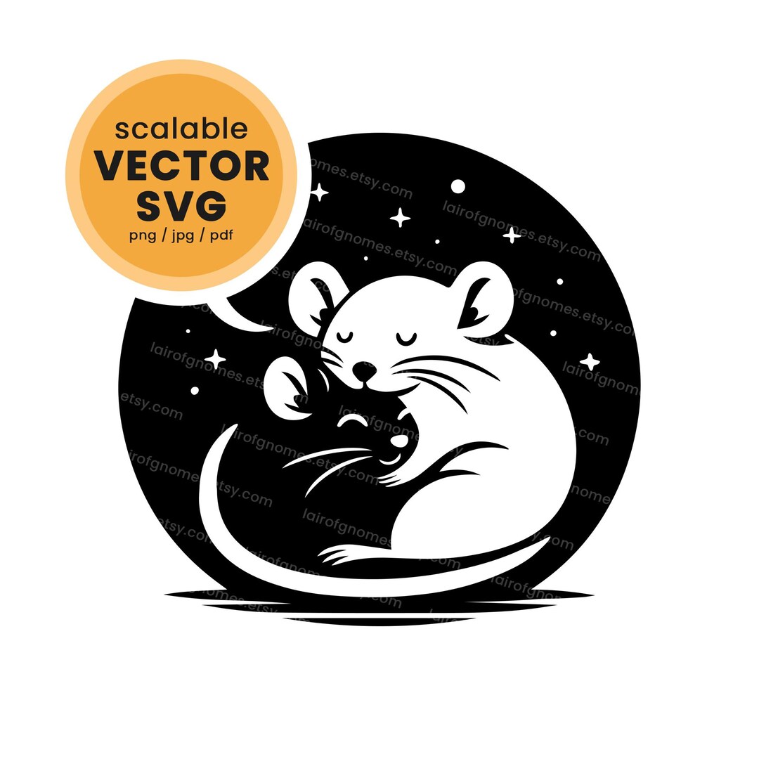 Cute Black and White Rats Hugging Graphic. T-shirt Design Hand Drawn ...