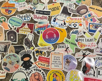 Technical Theater Stickers Handmade and Designed on Waterproof Vinyl Sticker Paper