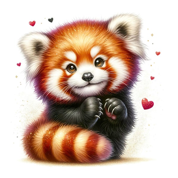 15 JPG Watercolor red panda clipart, Animal clipart, Woodland animals, Baby animals, Watercolor animals, Funny clipart, Nursery art