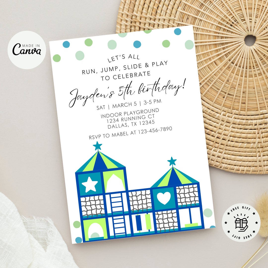 Playground Birthday Invitation, Indoor Playground Invitation, Jungle ...