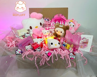 Hello Kitty Mignon Kawaii Mystery Box Coffret cadeau Sanrio Boîte à papeterie, Accessoires scolaires, Wearables, Bijoux, Sac à main, Peluches, Lampe LED