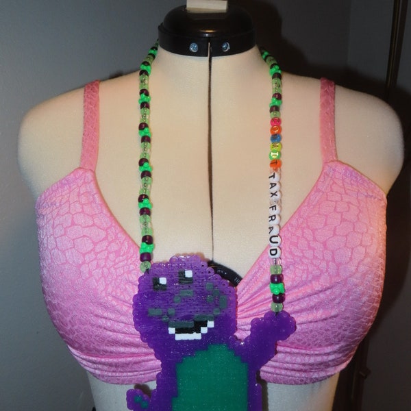 Barney Commit Tax Fraud Kandi Perler Necklace