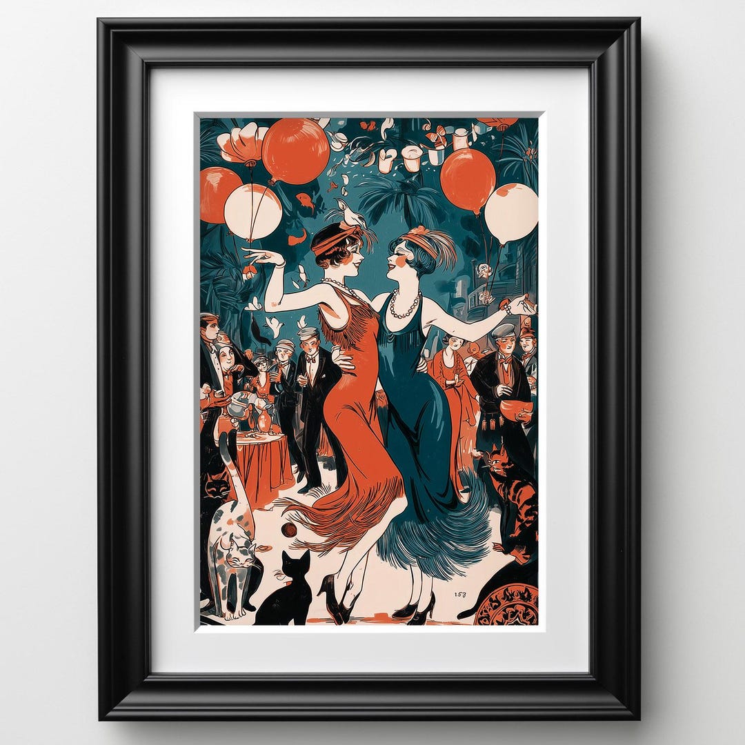 Art Deco Flapper Wall Art Print Roaring 20s Speakeasy Dance Party ...