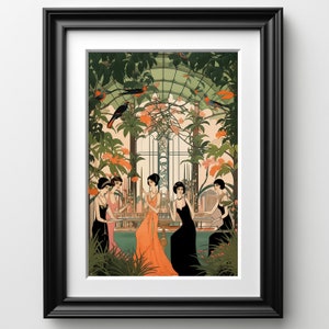 Copy of 1920s Hand Drawn Art Print Flapper Dancing With Tiger