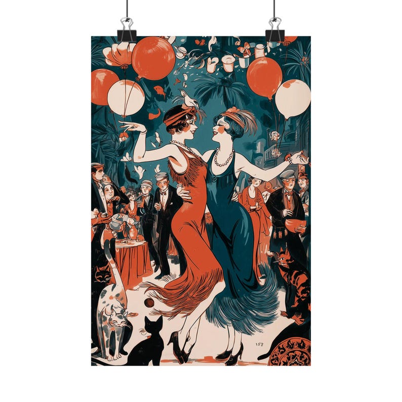 Art Deco Flapper Wall Art Print Roaring 20s Speakeasy Dance Party ...