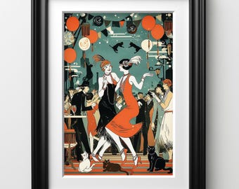 Art Deco Flapper Wall Art Print Roaring 20s Speakeasy Dance Party ...